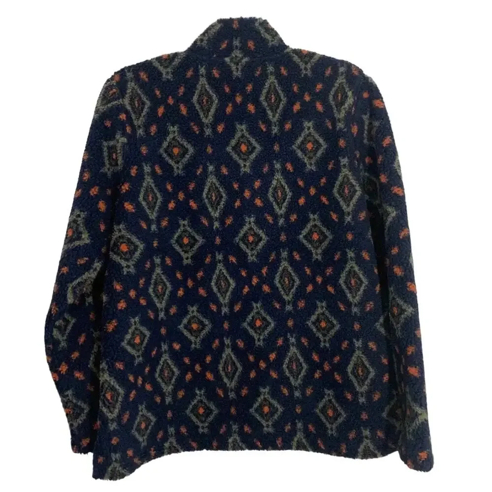 Orvis Sherpa Fleece Snow River Quarter Zip Pullover Womens L Aztec Southwestern
